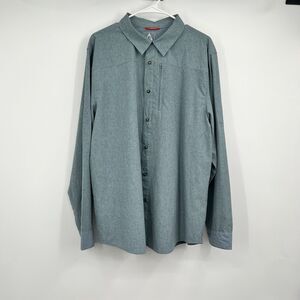 Gerry Performance Vented Button Shirt XL Gray Zip Pocket Outdoor Roll Tab